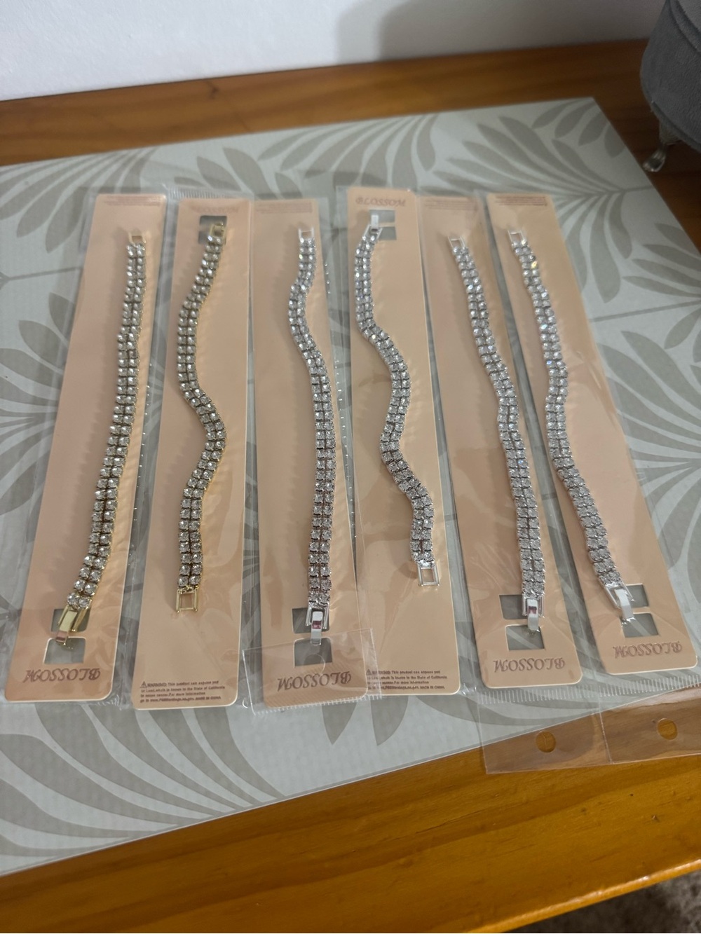 Glossy Silver(4) and Gold(2) Crystal Bracelet - Women Accessories